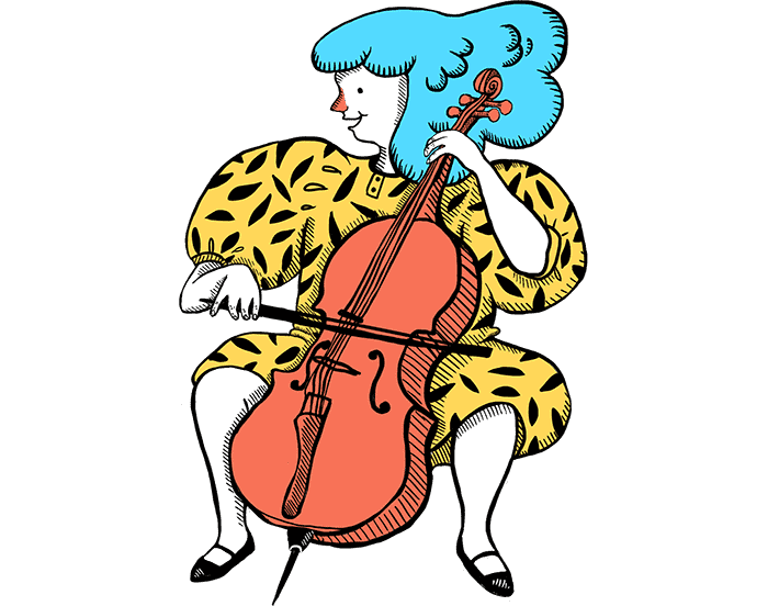 Illustration of a woman playing the cello.